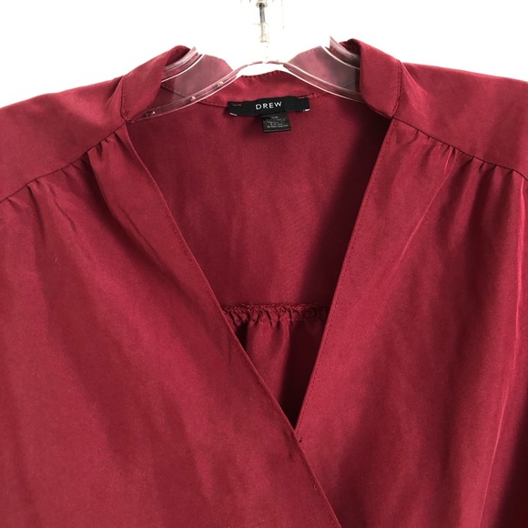 Anthropology Drew V Neck Faux Wrap Burgundy Modal Long Sleeve Blouse G4 - Picture 6 of 8